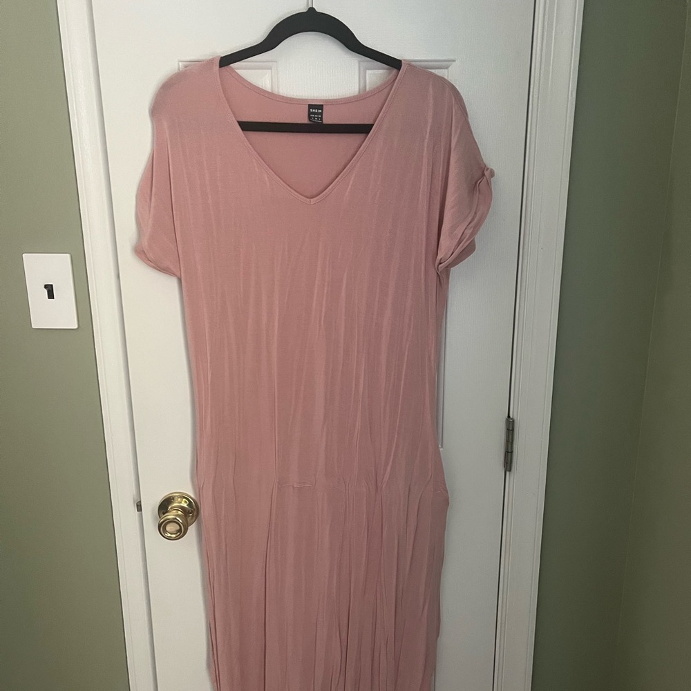 SHEIN Soft Pink Midi Dress